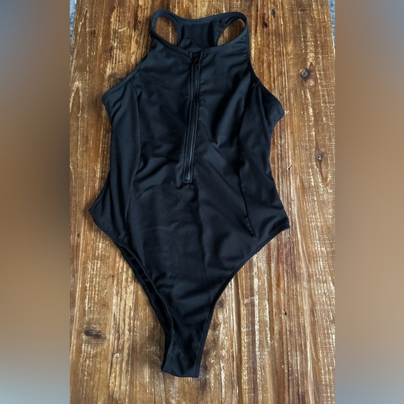 Other - Black Zip-Front tank swimsuit